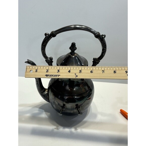 VTG Vintage FB Rogers Silver Plated Tilting Teapot With Stand & Burner Footed - Picture 9 of 16